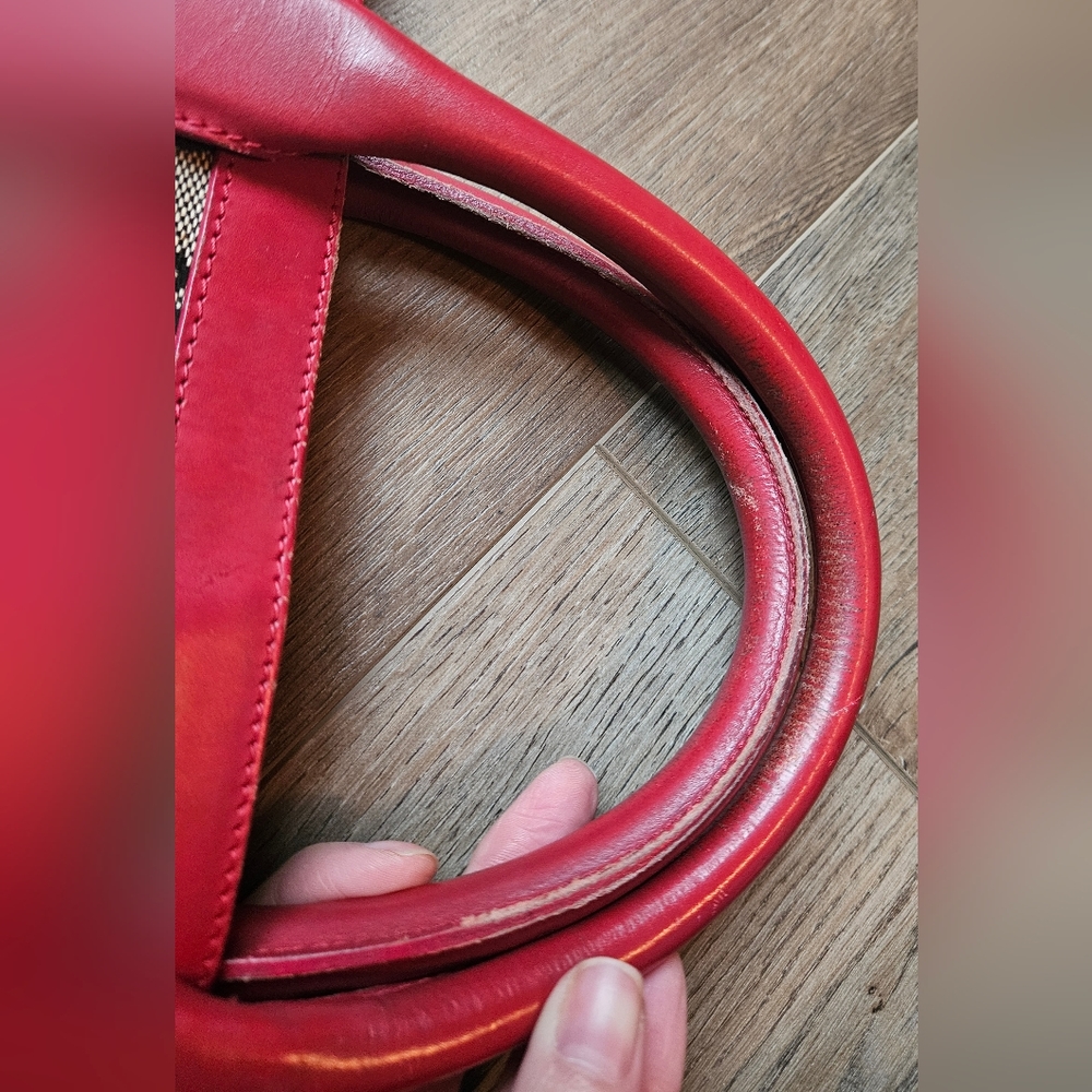 Gucci Vintage Navy Blue Monogram With Red Leather Trim With Dustbag - Picture 6 of 16